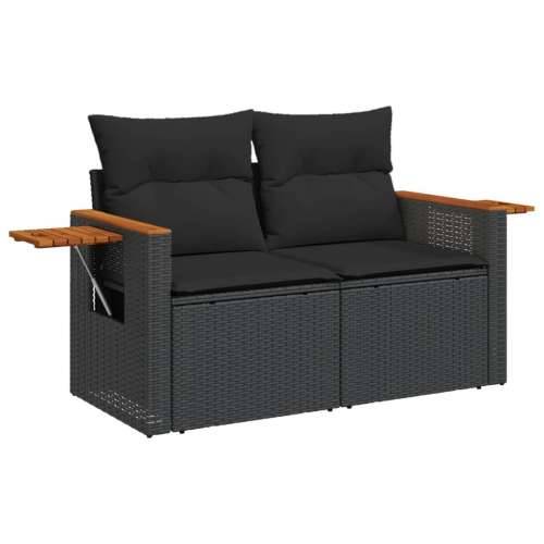 Vrtna garnitura - 10-dijelni set vrtnih sofa s jastucima crni od poliratana - Crna Sa stolom 1 Cijena