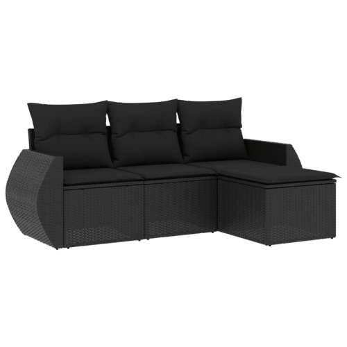 Vrtna garnitura - 4-dijelni set vrtnih sofa od poliratana s jastucima crni - Crna Bez stola 1 Cijena