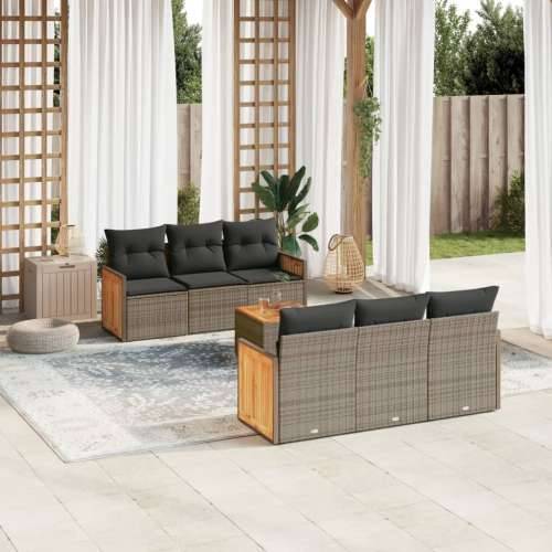 Vrtna garnitura - 7-dijelni set vrtnih sofa sivi od poliratana - Siva 1 Cijena