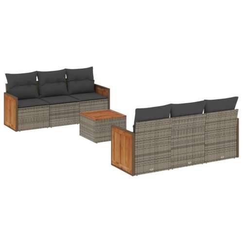 Vrtna garnitura - 7-dijelni set vrtnih sofa sivi od poliratana - Siva 1 Cijena