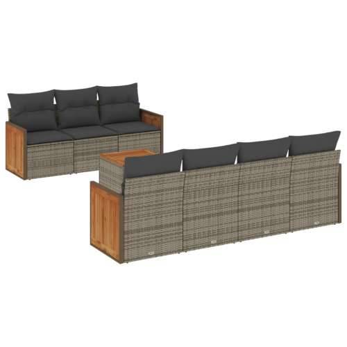 Vrtna garnitura - 8-dijelni set vrtnih sofa od poliratana s jastucima sivi - Siva 1 Cijena