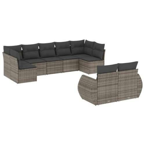 Vrtna garnitura - 9-dijelni set vrtnih sofa od poliratana s jastucima sivi - Siva 1 Bez stola Cijena