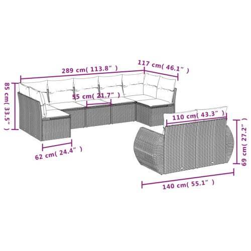 Vrtna garnitura - 9-dijelni set vrtnih sofa od poliratana s jastucima sivi - Siva 1 Bez stola Cijena