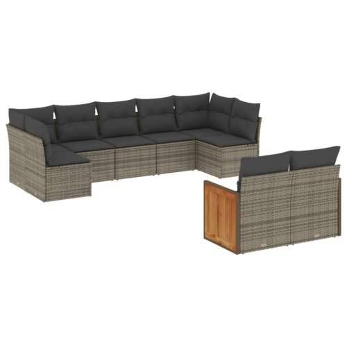 Vrtna garnitura - 9-dijelni set vrtnih sofa od poliratana s jastucima sivi - Siva Bez stola 1 Cijena