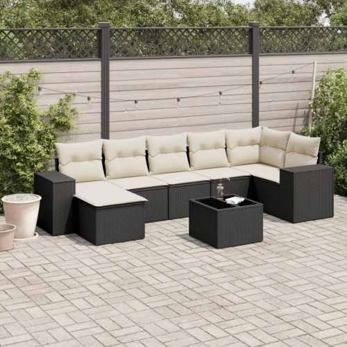 Vrtna garnitura - 8-dijelni set vrtnih sofa od poliratana s jastucima crni - Crna i krem Bez stola 1 Cijena