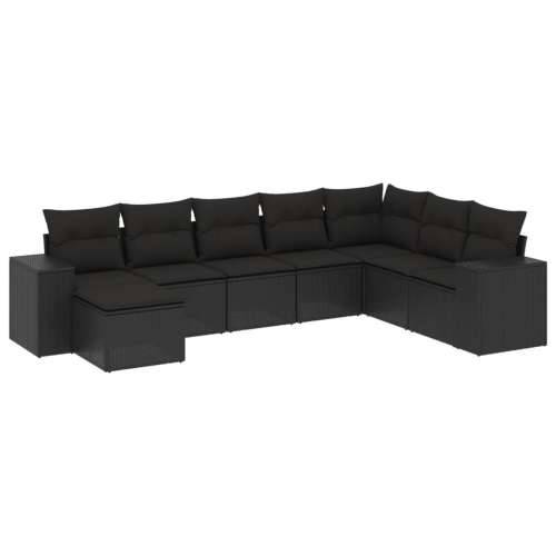Vrtna garnitura - 8-dijelni set vrtnih sofa od poliratana s jastucima crni - Crna Sa stolom 1 Cijena