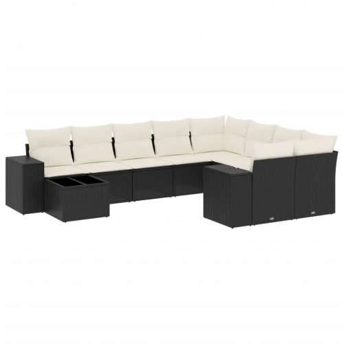 Vrtna garnitura - 10-dijelni set vrtnih sofa s jastucima crni od poliratana - Crna i krem 1 Cijena