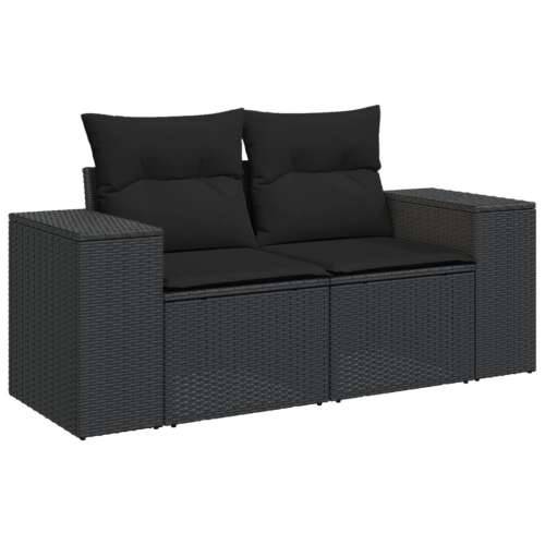 Vrtna garnitura - 10-dijelni set vrtnih sofa s jastucima crni od poliratana - Crna Sa stolom 1 Cijena