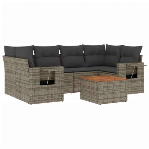 Vrtna garnitura - 7-dijelni set vrtnih sofa sivi od poliratana - Siva 1 Cijena