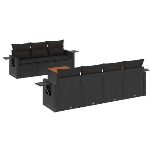 Vrtna garnitura - 9-dijelni set vrtnih sofa od poliratana s jastucima crni Crna 1 Cijena