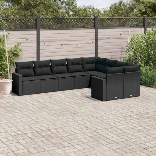 Vrtna garnitura - 9-dijelni set vrtnih sofa s jastucima crni od poliratana - Crna 1 Bez stola Cijena
