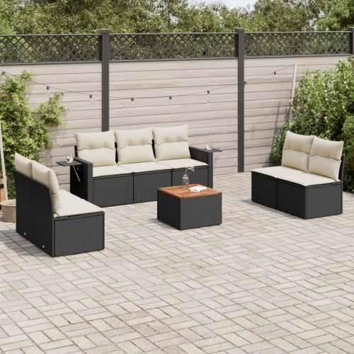 Vrtna garnitura - 8-dijelni set vrtnih sofa od poliratana s jastucima crni - Crna i krem 1 Cijena