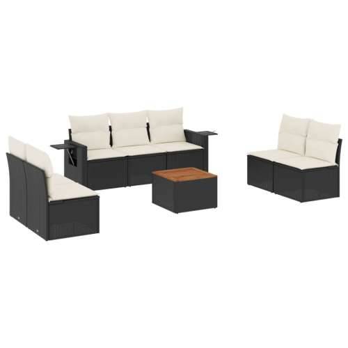 Vrtna garnitura - 8-dijelni set vrtnih sofa od poliratana s jastucima crni - Crna i krem 1 Cijena