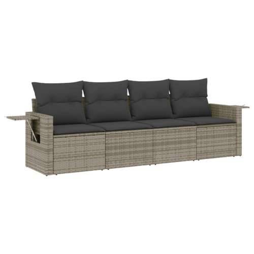 Vrtna garnitura - 4-dijelni set vrtnih sofa od poliratana s jastucima sivi - Siva Bez stola 1 Cijena