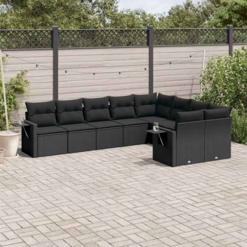 Vrtna garnitura - 9-dijelni set vrtnih sofa s jastucima crni od poliratana - Crna Bez stola 1 Cijena