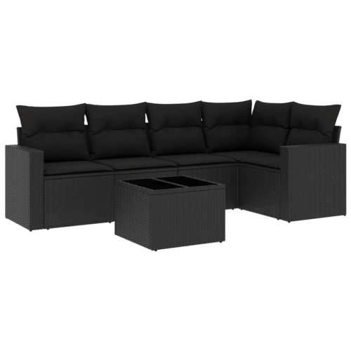 Vrtna garnitura - 6-dijelni set vrtnih sofa s jastucima crni od poliratana - Crna Sa stolom 1 Cijena