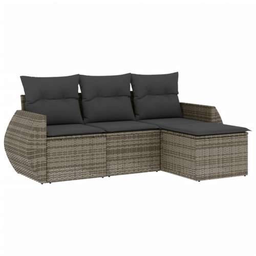 Vrtna garnitura - 4-dijelni set vrtnih sofa od poliratana s jastucima sivi - Siva Bez stola 1 Cijena