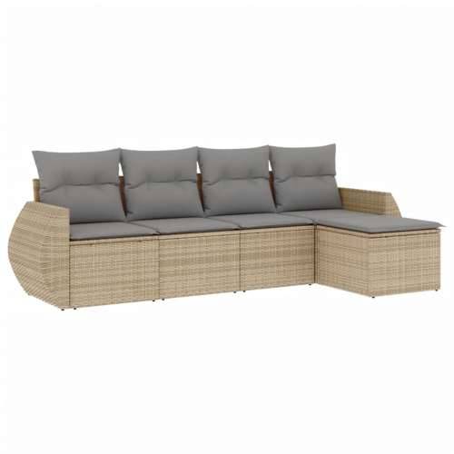 5-dijelni vrtni set sofa s jastucima bež od poliratana - bež i svjetlosiva Bez stola 1 Cijena