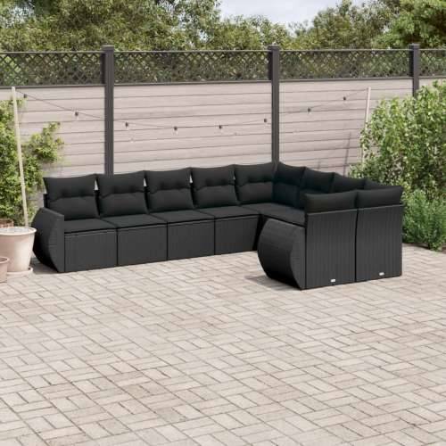 Vrtna garnitura - 9-dijelni set vrtnih sofa s jastucima crni od poliratana - Crna Bez stola 1 Cijena