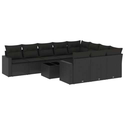 Vrtna garnitura - 11-dijelni set vrtnih sofa od poliratana s jastucima crni - Crna Sa stolom 1 Cijena