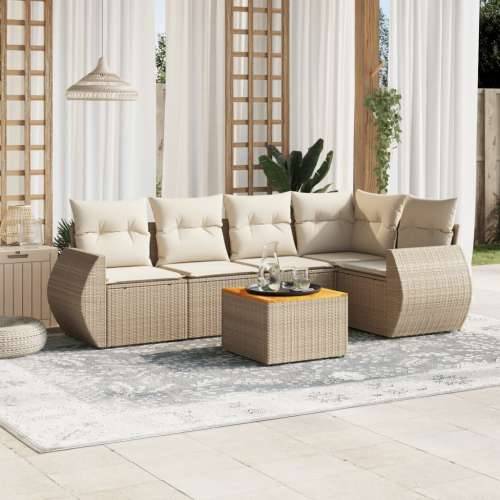 Vrtna garnitura - 6-dijelni set vrtnih sofa s jastucima bež od poliratana - Bež 2x middle + table + 1x corner 1 Cijena