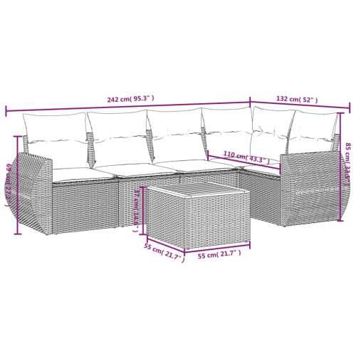 Vrtna garnitura - 6-dijelni set vrtnih sofa s jastucima bež od poliratana - Bež 2x middle + table + 1x corner 1 Cijena