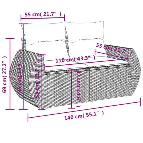 Vrtna garnitura - 6-dijelni set vrtnih sofa s jastucima bež od poliratana - Bež 2x middle + table + 1x corner 1 Cijena