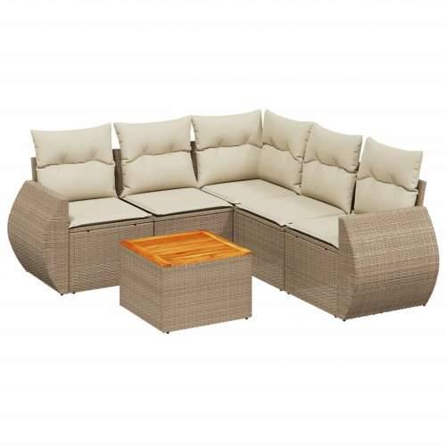 Vrtna garnitura - 6-dijelni set vrtnih sofa s jastucima bež od poliratana - Bež kutna + stol + 2x srednja 1 Cijena