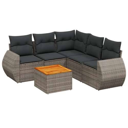 Vrtna garnitura - 6-dijelni set vrtnih sofa od poliratana s jastucima sivi - Siva kutna + stol + 2x srednja 1 Cijena