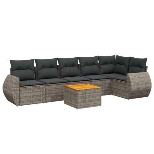 Vrtna garnitura - 7-dijelni set vrtnih sofa sivi od poliratana - Siva 3x srednja + stol + kutna 1 Cijena