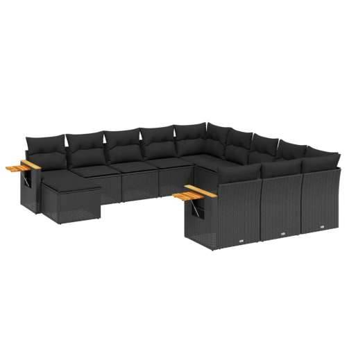 Vrtna garnitura - 11-dijelni set vrtnih sofa od poliratana s jastucima crni - Crna 1 Cijena