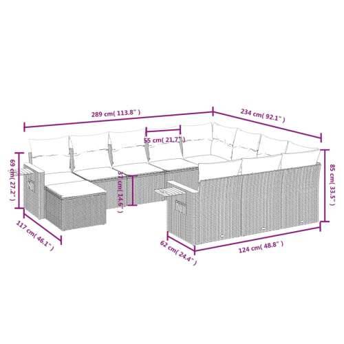 Vrtna garnitura - 11-dijelni set vrtnih sofa od poliratana s jastucima crni - Crna 1 Cijena