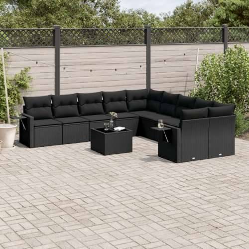Vrtna garnitura - 11-dijelni set vrtnih sofa od poliratana s jastucima crni - Crna Bez stola 1 Cijena