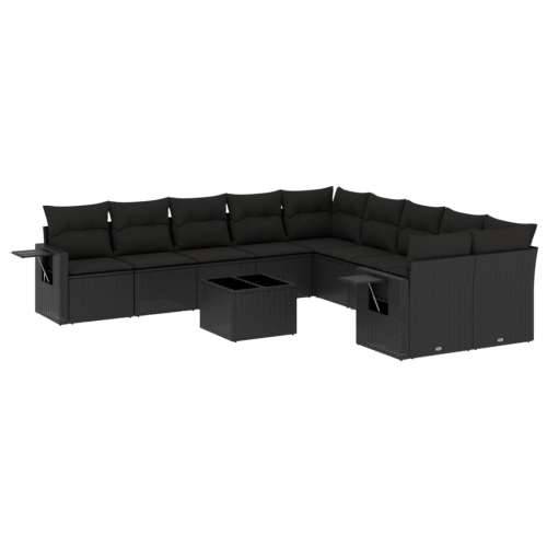 Vrtna garnitura - 11-dijelni set vrtnih sofa od poliratana s jastucima crni - Crna Bez stola 1 Cijena