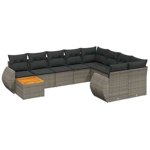 Vrtna garnitura - 10-dijelni set vrtnih sofa od poliratana s jastucima sivi - Siva stol + 2x kutna + 5x srednja 1 Cijena