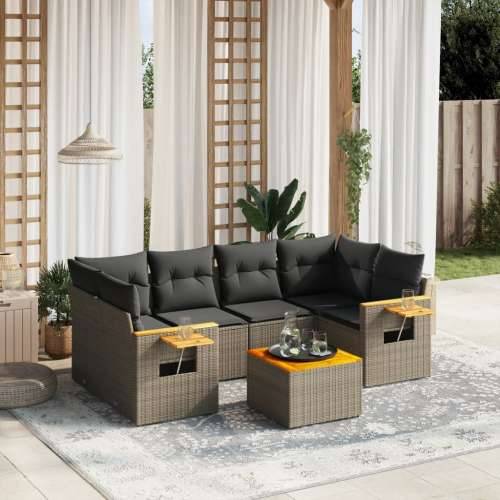 Vrtna garnitura - 7-dijelni set vrtnih sofa sivi od poliratana - Siva 1 Cijena