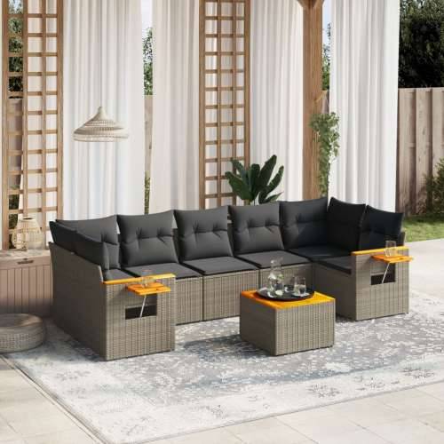 Vrtna garnitura - 8-dijelni set vrtnih sofa od poliratana s jastucima sivi - Siva 1 Cijena