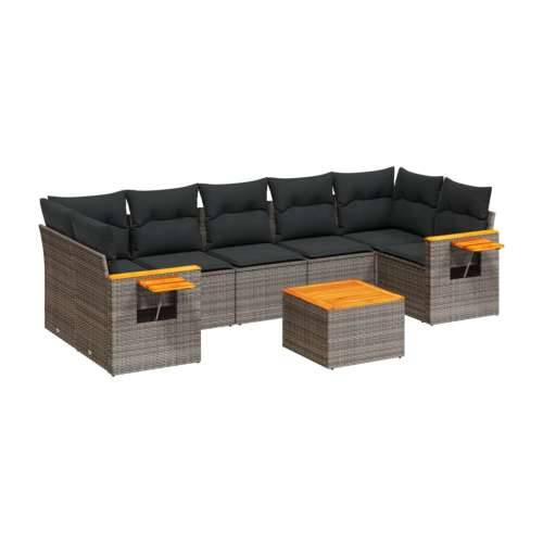Vrtna garnitura - 8-dijelni set vrtnih sofa od poliratana s jastucima sivi - Siva 1 Cijena