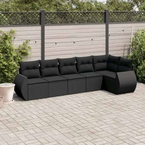 Vrtna garnitura - 6-dijelni set vrtnih sofa s jastucima crni od poliratana - Crna Sa stolom 1 Cijena