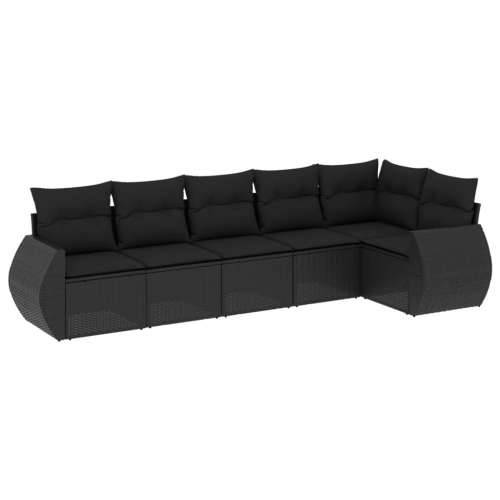 Vrtna garnitura - 6-dijelni set vrtnih sofa s jastucima crni od poliratana - Crna Sa stolom 1 Cijena