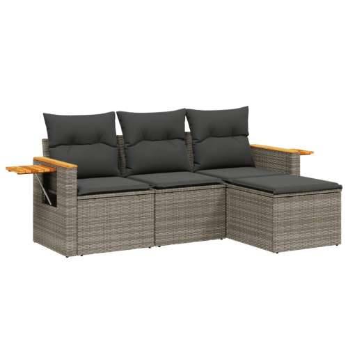 Vrtna garnitura - 2-dijelni set vrtnih sofa od poliratana s jastucima sivi Siva Bez stola 1 Cijena