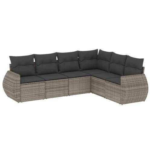 Vrtna garnitura - 6-dijelni set vrtnih sofa od poliratana s jastucima sivi - Siva Bez stola 1 Cijena