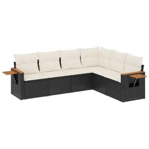 Vrtna garnitura - 6-dijelni set vrtnih sofa s jastucima crni od poliratana - Crna i krem Bez stola 1 Cijena