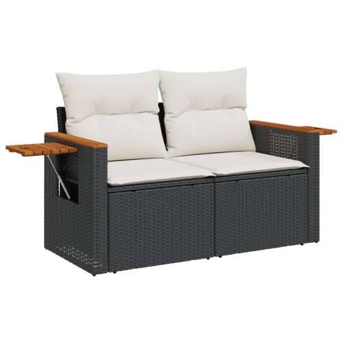 Vrtna garnitura - 6-dijelni set vrtnih sofa s jastucima crni od poliratana - Crna i krem Bez stola 1 Cijena