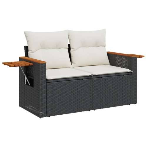 Vrtna garnitura - 6-dijelni set vrtnih sofa s jastucima crni od poliratana - Crna i krem Bez stola 1 Cijena