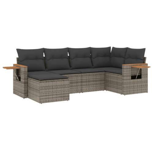 Vrtna garnitura - 6-dijelni set vrtnih sofa od poliratana s jastucima sivi - Siva Bez stola 1 Cijena