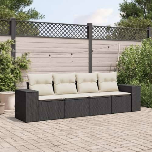 Vrtna garnitura - 4-dijelni set vrtnih sofa od poliratana s jastucima crni - Crna i krem 1 Bez stola Cijena