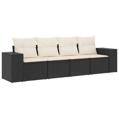 Vrtna garnitura - 4-dijelni set vrtnih sofa od poliratana s jastucima crni - Crna i krem 1 Bez stola Cijena