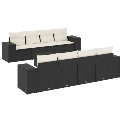 Vrtna garnitura - 9-dijelni set vrtnih sofa s jastucima crni od poliratana - Crna i krem 1 Cijena