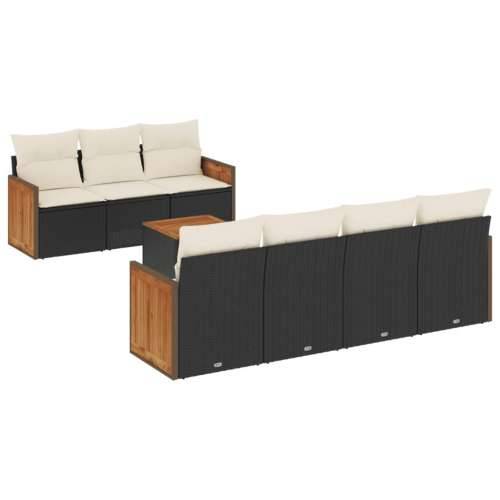 Vrtna garnitura - 8-dijelni set vrtnih sofa od poliratana s jastucima crni - Crna i krem 1 Cijena